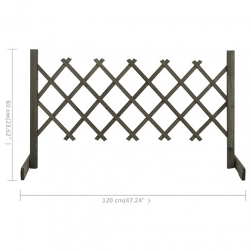 Gard cu zăbrele de grădină, gri, 120x60 cm, lemn masiv de brad - Img 6