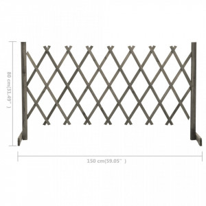 Gard cu zăbrele de grădină, gri, 150x80 cm, lemn masiv de brad - Img 6