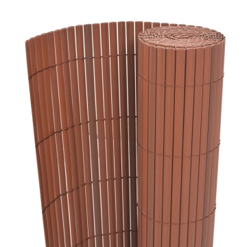 Gard de grădină cu două fețe, maro, 90 x 300 cm, PVC - Img 1