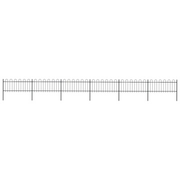 Gard de grădină cu vârf curbat, negru, 10,2 m, oțel - Img 1