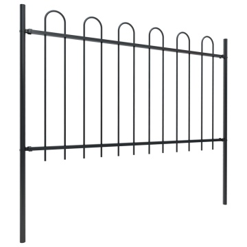 Gard de grădină cu vârf curbat, negru, 15,3 x 1 m, oțel - Img 2