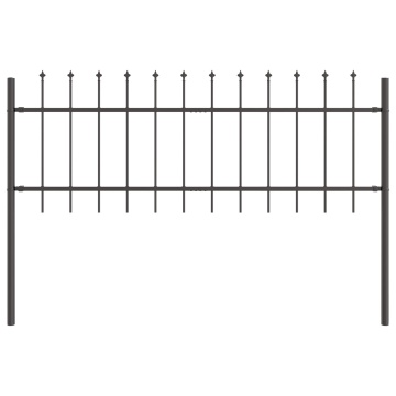 Gard de grădină cu vârf de lance, gri, 13,6x0,6 m, din oțel - Img 4