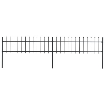 Gard de grădină cu vârf suliță, negru, 3,4 m, oțel - Img 1