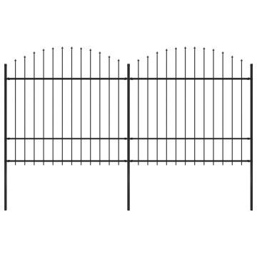 Gard de grădină cu vârf suliță, negru, 3,4 m, oțel - Img 1