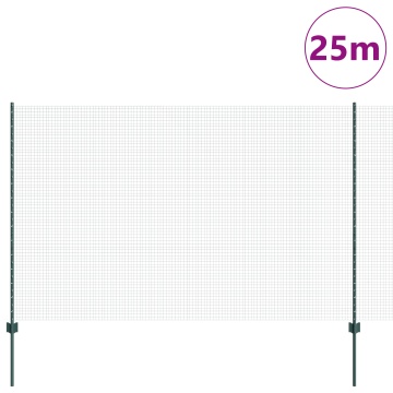 Gard din fier sudat cu 11 stâlpi U, Verde 1.5x25 m Oțel - Img 3
