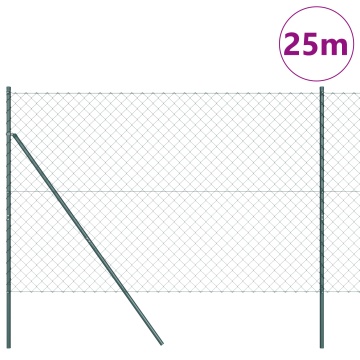 Gard din plasă de lanț Set de 2 Verde Oțel zincat 1.5 x 25 m - Img 3