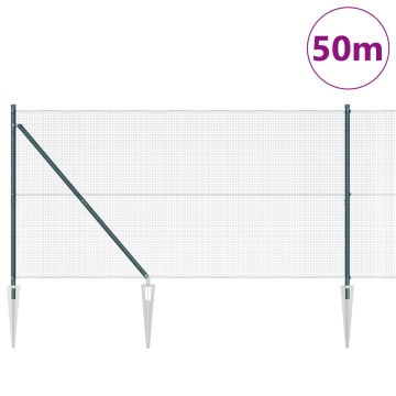 Gard din Sârmă Sudată cu 13 Țăruși Înțepați Verde 1x50 m Oțel - Img 3