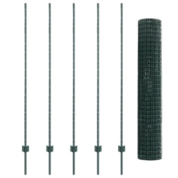Gard Euro cu 5 Stâlpi U Verde 1,5x10 m Oțel - Img 2