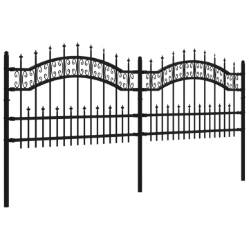 Gard grădină cu vârfuri negru 115 cm oțel vopsit electrostatic - Img 3