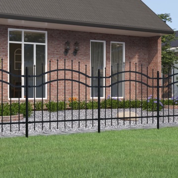 Gard grădină cu vârfuri negru 140 cm oțel vopsit electrostatic - Img 1