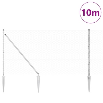 Gard Hexagonal 1.4x10 m Oțel Galvanizat, Stâlpi de Gard cu Spike 7 buc Ø32 mm 160 cm Oțel Galvanizat - Img 3