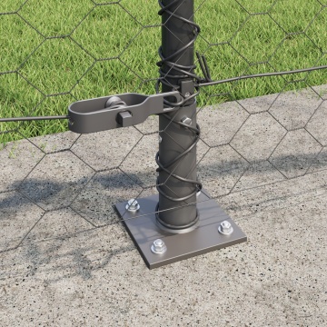 Gard Hexagonal Gri 0.6x25 m Oțel, Stâlpi Gard cu Plăci de Bază 13 pcs Ø32mm 70cm Oțel Zincat - Img 4