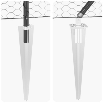 Gard hexagonal Gri 1.4x25 m Oțel, Stâlpi de gard cu vârf 13 buc Ø32 mm 160 cm Oțel zincat - Img 4