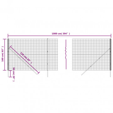 Gard plasă de sârmă, antracit, 1,6x10 m, oțel galvanizat - Img 5