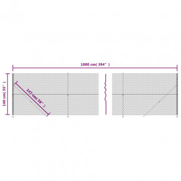 Gard plasă de sârmă cu bordură, verde, 1,4x10 m - Img 5