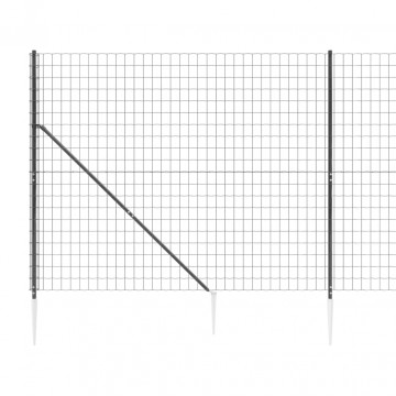 Gard plasă de sârmă cu țăruși de fixare, antracit, 1,6x25 m - Img 4