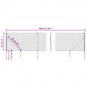 Gard plasă de sârmă cu țăruși de fixare, verde, 0,8x10 m - Img 5