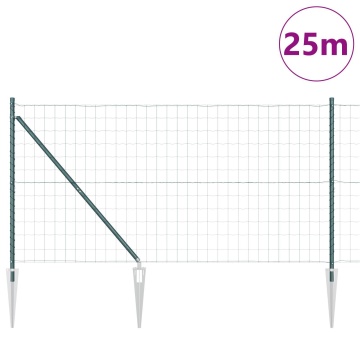 gardul Euro cu 13 stâlpi cu vârf 1x25 m oțel galvanizat verde - Img 3