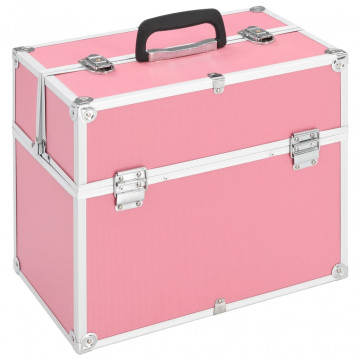 Geantă de cosmetice, roz, 37 x 24 x 35 cm, aluminiu - Img 1