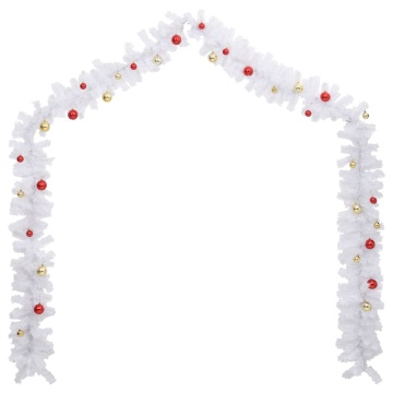 Ghirlandă de Crăciun decorată cu globuri, alb, 5 m - Img 3