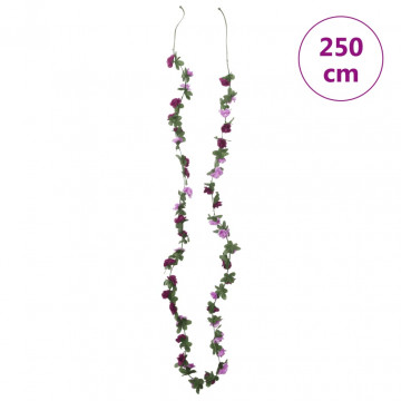 Ghirlande de flori artificiale, 6 buc., violet deschis, 250 cm - Img 5