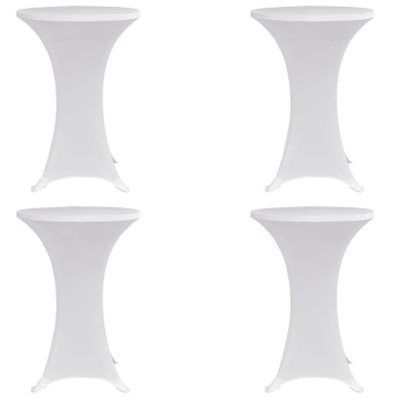 Husă de masă cu picior Ø60 cm, 4 buc., alb, elastic - Img 1