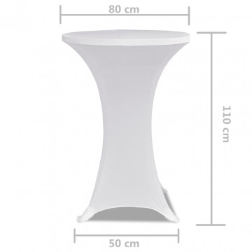Husă de masă cu picior Ø80 cm, 2 buc., alb, elastic - Img 5