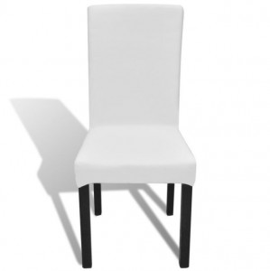 Husă elastică pentru scaun drept, 6 buc, alb - Img 3