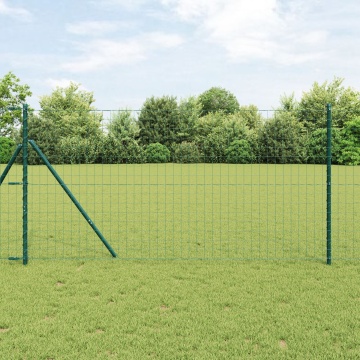 Împrejmuire Euro cu 7 stâlpi 1,4x10 m Oțel galvanizat Verde - Img 1