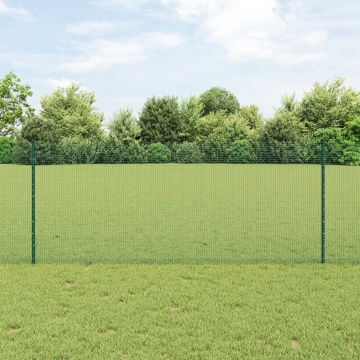 Îngrădire din Fir Sudat cu 11 Stâlpi U Verde 1x25 m Oțel - Img 1