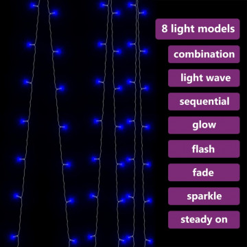 Instalație lumini tip perdea 3x3m 300 LED albastru 8 funcții - Img 3