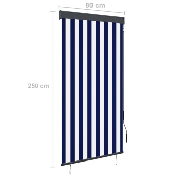 Jaluzea tip rulou de exterior, albastru și alb, 80 x 250 cm - Img 11