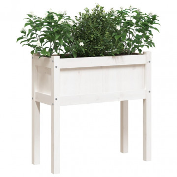 Jardinier de grădină cu picioare, alb, 70x31x70 cm, lemn masiv - Img 4
