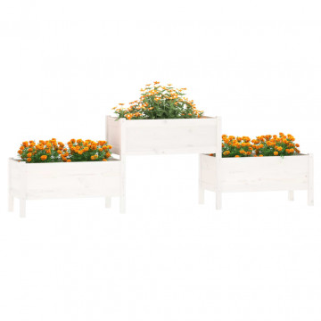 Jardinieră, alb, 245,5x44x75 cm, lemn masiv de pin - Img 3