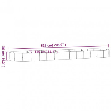 Jardinieră argintiu 523x140x36 cm oțel vopsit electrostatic - Img 5