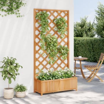 Jardinieră cu spalier, maro, lemn masiv de brad - Img 3