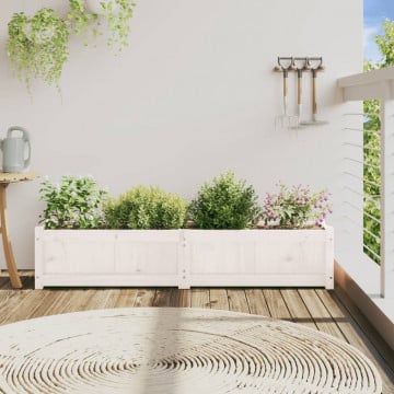 Jardinieră de grădină, alb, 150x31x31 cm, lemn masiv de pin - Img 3