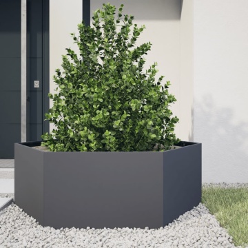 Jardinieră de grădină antracit 138x120x45 cm oțel hexagonal - Img 1