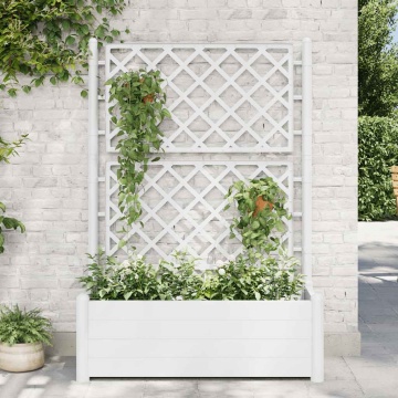 Jardinieră de grădină cu spalier, alb, 100 x 43 x 142, PP - Img 1