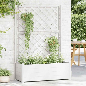 Jardinieră de grădină cu spalier, alb, 100 x 43 x 142, PP - Img 3