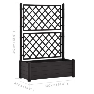 Jardinieră de grădină cu spalier, antracit, 100x43x142, PP - Img 8