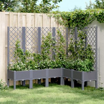 Jardinieră de grădină cu spalier, gri, 160x120x142 cm, PP - Img 1