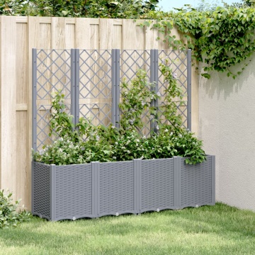 Jardinieră de grădină cu spalier, gri, 160x40x140 cm, PP - Img 1