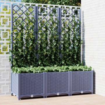Jardinieră de grădină cu spalier,gri închis, 120x40x136 cm, PP - Img 1