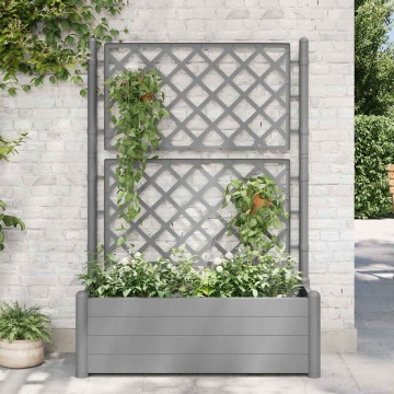 Jardinieră de grădină cu spalier, gri piatră, 100x43x142, PP - Img 1