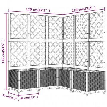 Jardinieră de grădină cu spalier, maro, 120x120x136 cm, PP - Img 7