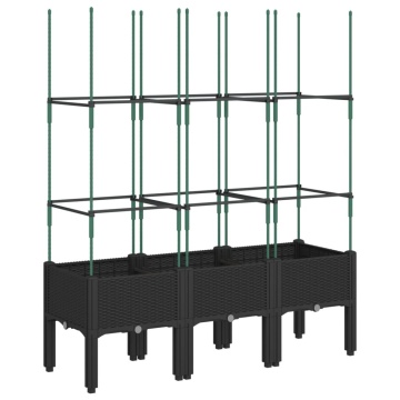 Jardinieră de grădină cu spalier, negru, 120x40x142,5 cm, PP - Img 2