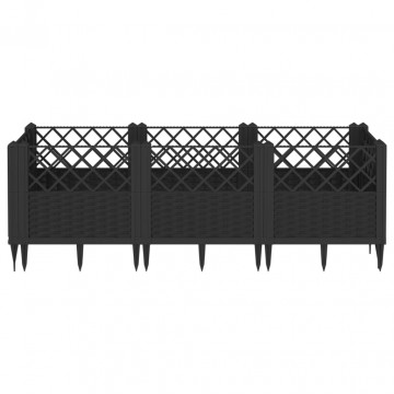 Jardinieră de grădină cu spalier, negru, 123,5x43,5x43,5 cm, PP - Img 3