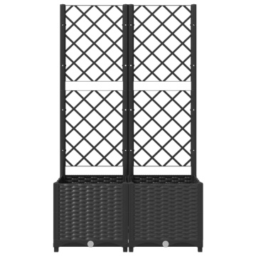 Jardinieră de grădină cu spalier negru, 80x40x136 cm, PP - Img 4