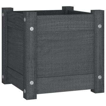 Jardinieră de grădină, gri, 31x31x31 cm, lemn masiv de pin - Img 2